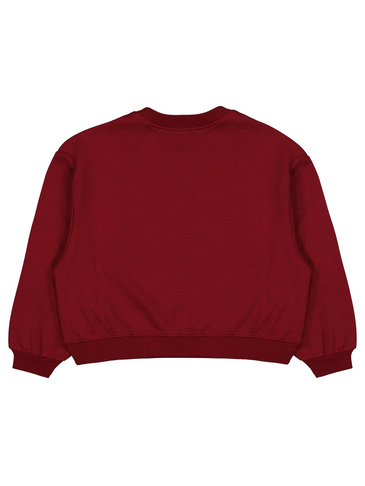 Civil Kız Çocuk Düz Sweatshirt | 3 İp Uzun Kol Bisiklet Yaka | Okul Kreş ve Günlük Kullanım - Bordo