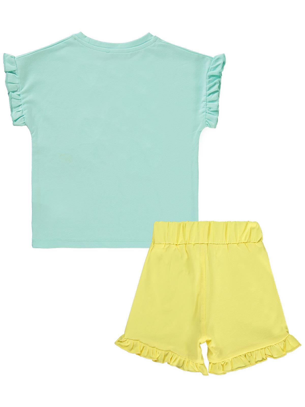 Civil Girls Kelebek Baskılı Kısa Kol 3'lü Set 2'li 2-5 Yaş Takım