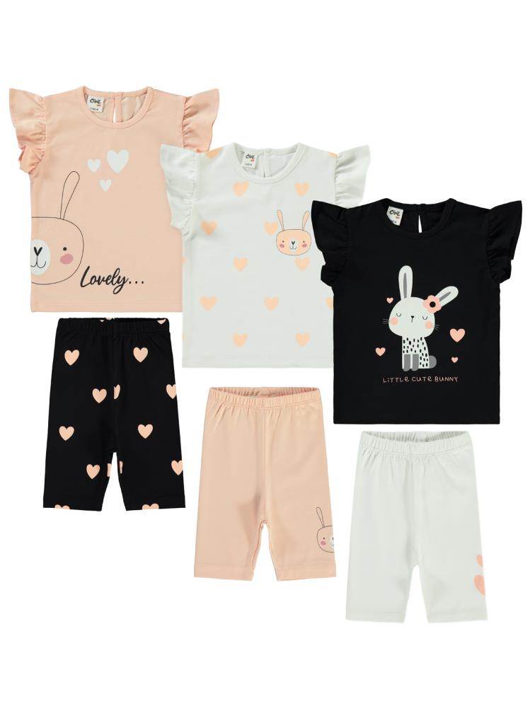 Civil Baby Tavşan Baskılı 3'lü Set 2'li 6-18 Ay Takım