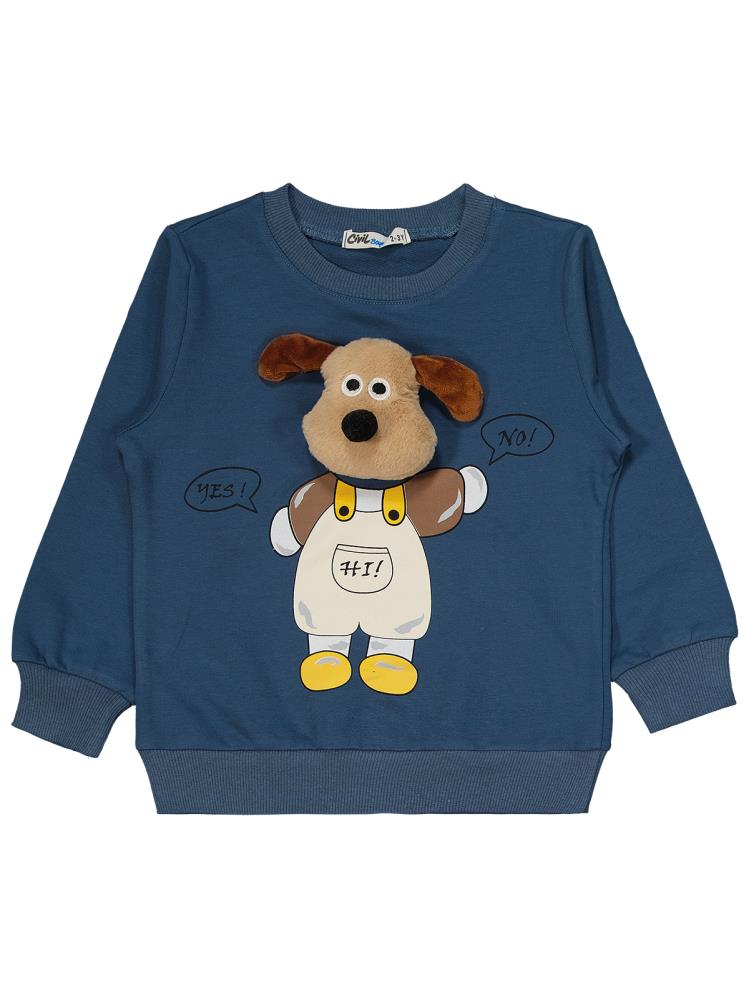 Civil Boys Mobil Köpek Nakışlı 2-5 Yaş Eşofman Takımı - Mavi