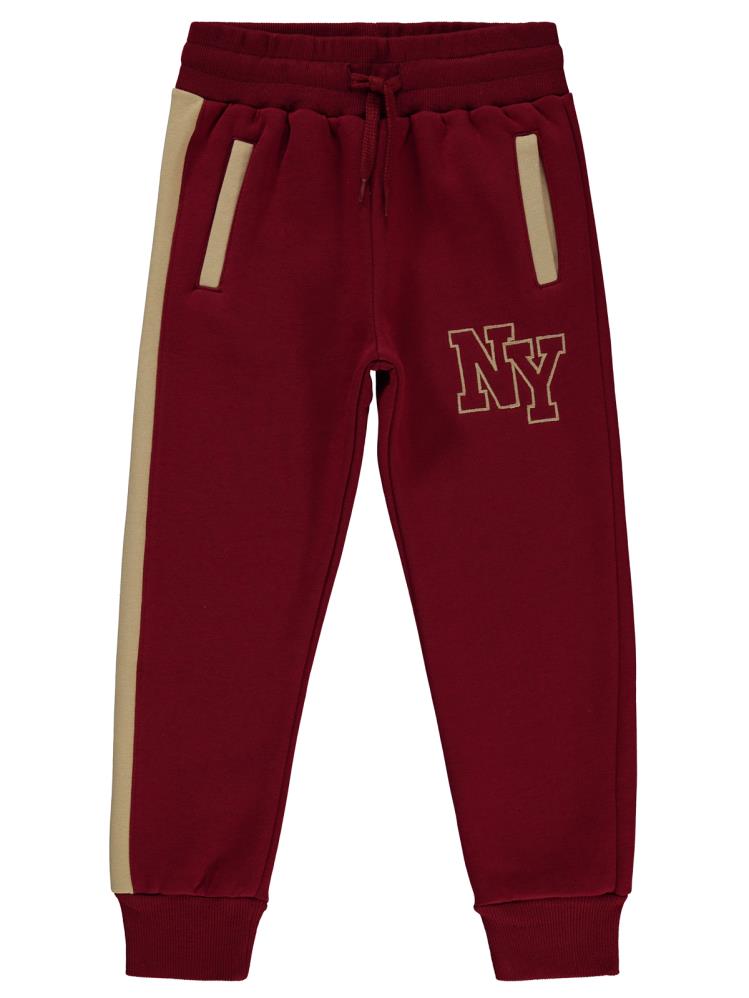 Civil Boys NY Nakışlı 6-9 Yaş Eşofman Altı - Bordo