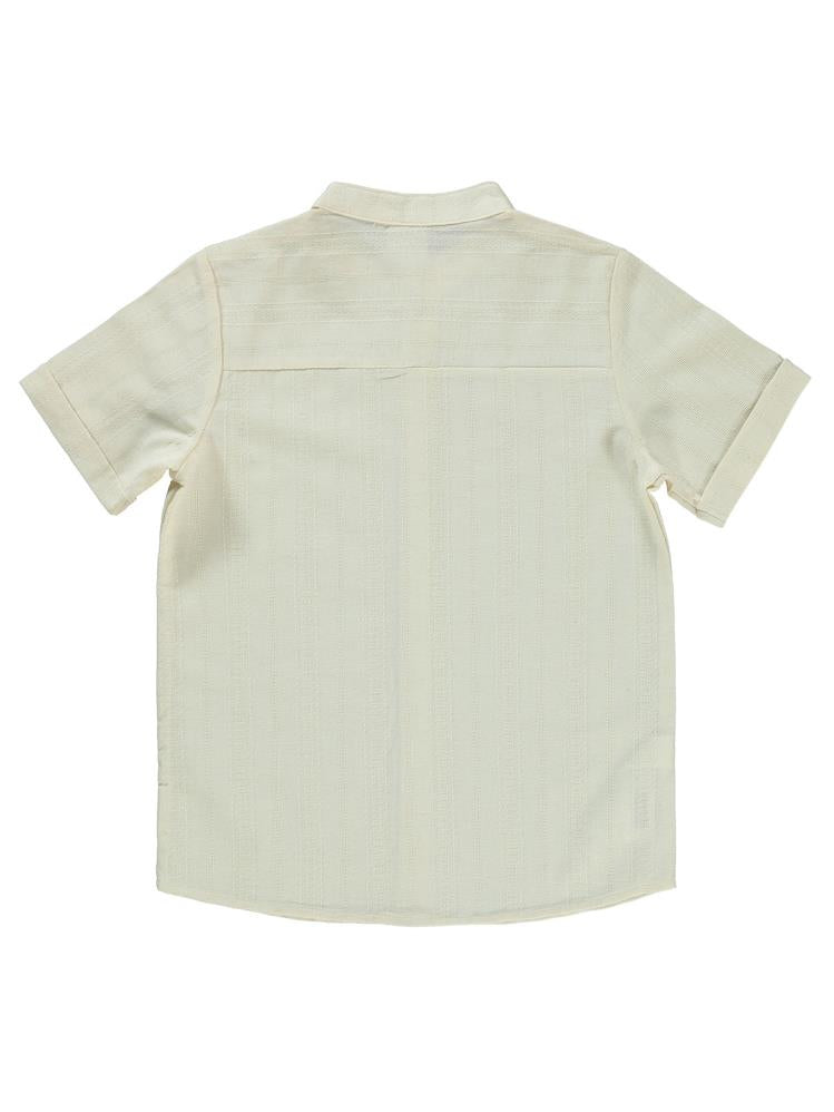Pierre Cardin Kendinden Çizgi Desenli 10-12 Yaş Gömlek - Beyaz