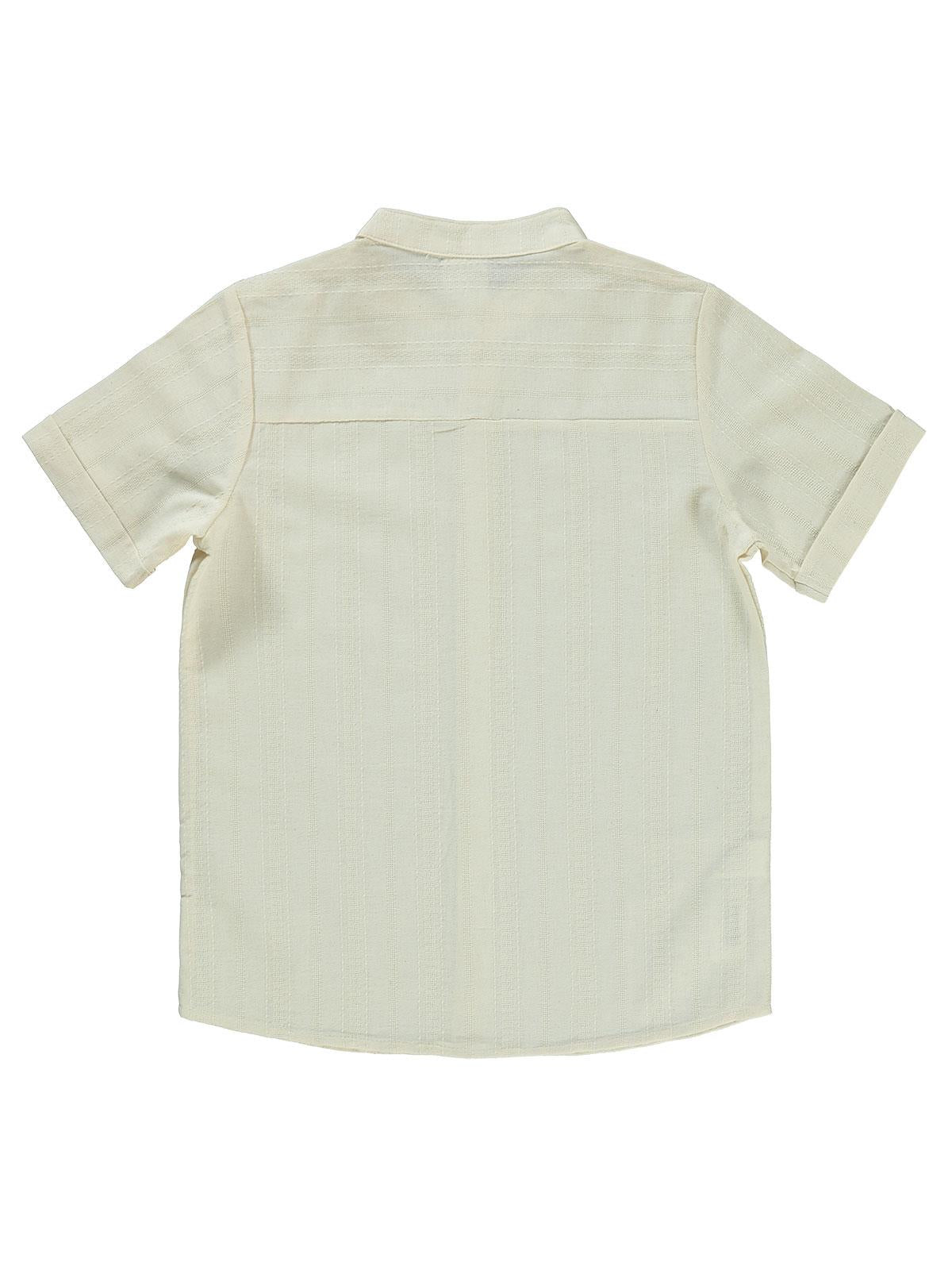 Pierre Cardin Kendinden Çizgi Desenli 10-12 Yaş Gömlek - Beyaz