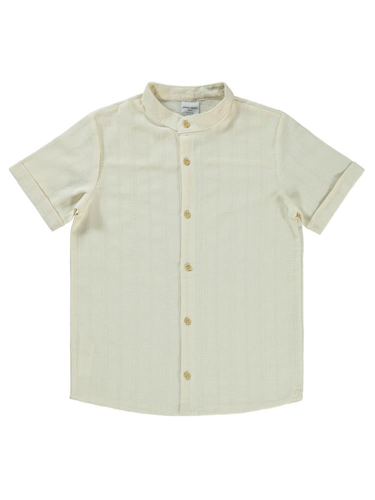 Pierre Cardin Kendinden Çizgi Desenli 10-12 Yaş Gömlek - Beyaz