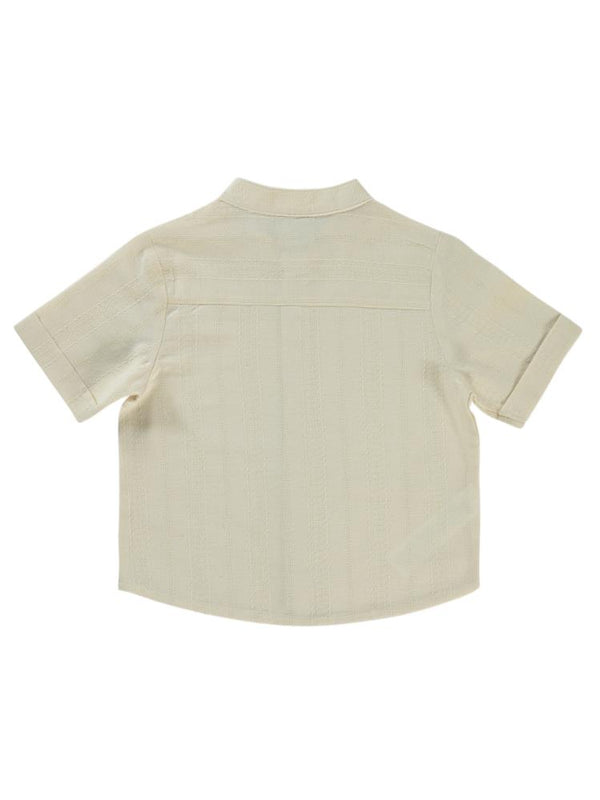 Pierre Cardin Kendinden Çizgi Desenli 2-5 Yaş Gömlek - Beyaz