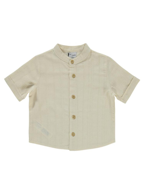 Pierre Cardin Kendinden Çizgi Desenli 2-5 Yaş Gömlek - Beyaz