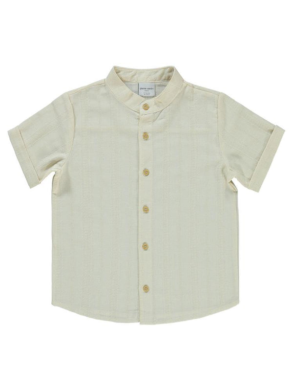 Pierre Cardin Kendinden Çizgi Desenli 6-9 Yaş Gömlek - Beyaz