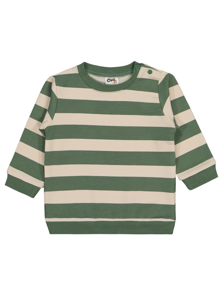 Civil Baby Kalın Çizgi Empirme 6-18 Ay Sweatshirt - Haki