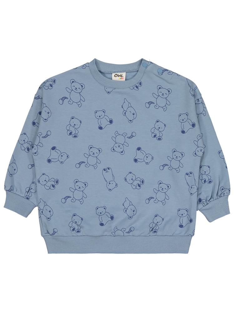 Civil Baby Kontür Ayı Empirme 6-18 Ay Sweatshirt - Mavi