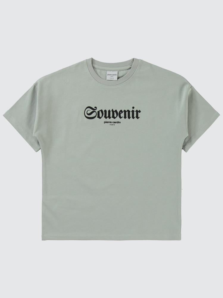 Pierre Cardin Souvenir Baskılı 10-12 Yaş Tişört - Gri