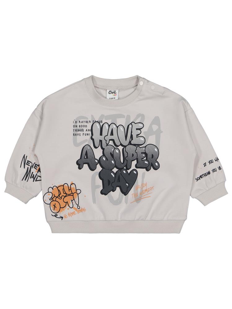 Civil Baby Graffiti Baskılı 6-18 Ay Sweatshirt - Gri