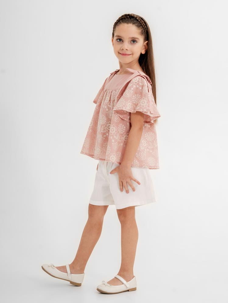 Cocoland Çiçek Desenli Şortlu 2-5 Yaş Takım - Pudra