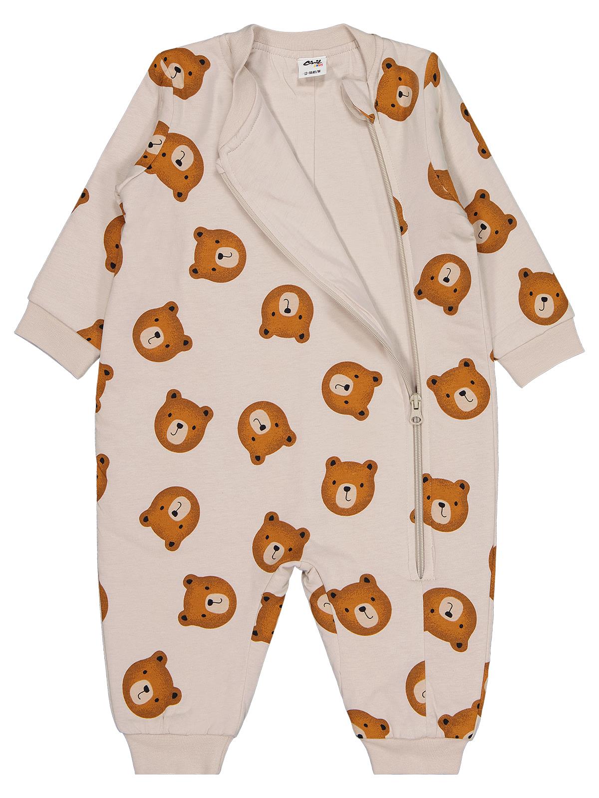 Civil Baby Ayıcık Empirme | Pamuklu Süprem | Uzun Kollu Bisiklet Yaka | 1.2 TOG Uyku Tulumu - Bej