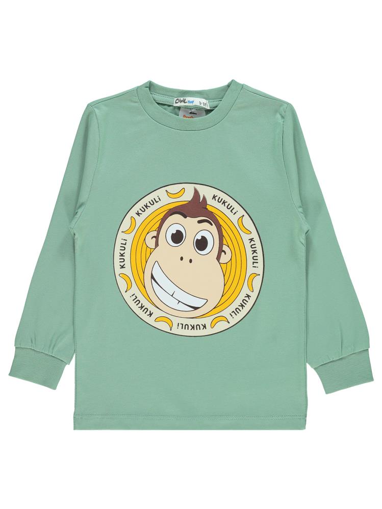 Civil Boys Kukuli Baskılı 2-5 Yaş Pijama Takımı - Haki