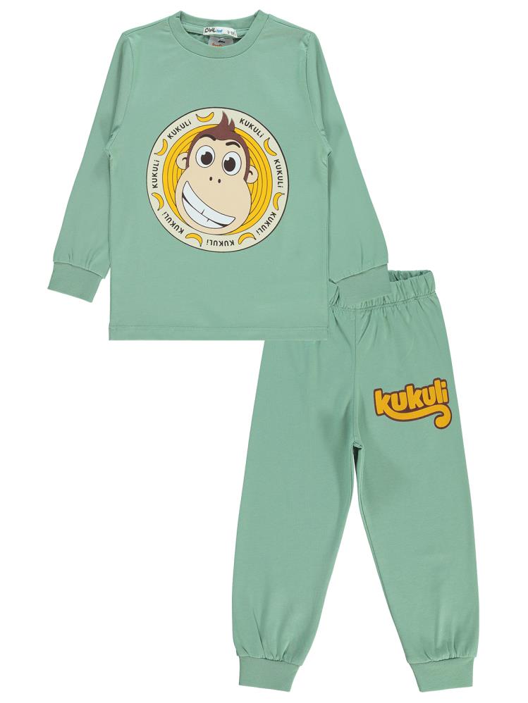 Civil Boys Kukuli Baskılı 2-5 Yaş Pijama Takımı - Haki