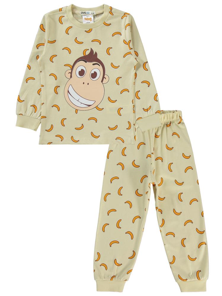 Civil Boys Kukuli Muz Empirme Baskılı 2-5 Yaş Pijama Takımı - Gri