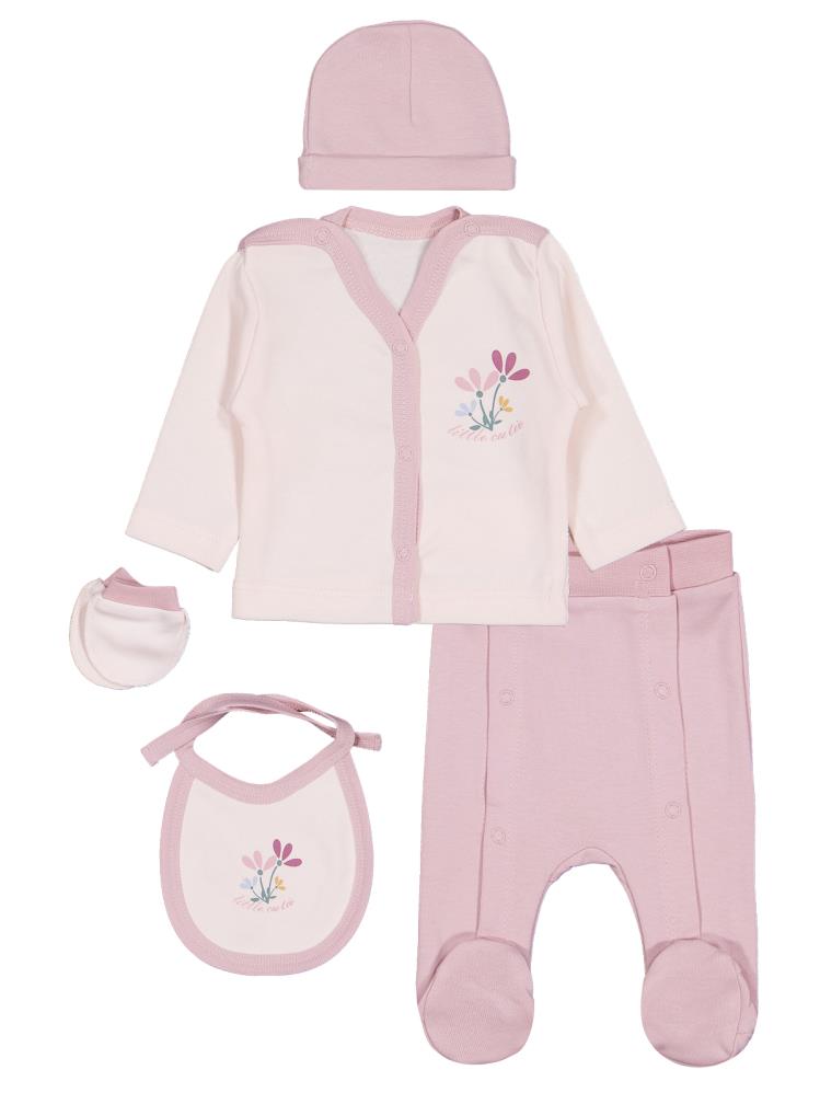 Civil Baby Çıtır Çiçek Emprime Prematüre Zıbın Takımları - Fil Dişi