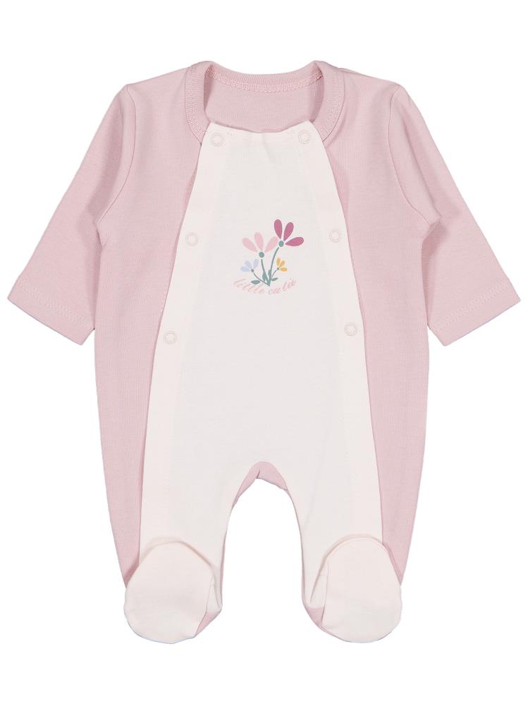 Civil Baby Çıtır Çiçek Emprime Prematüre Tulum - Fil Dişi