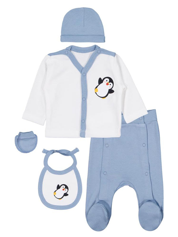Civil Baby Penguen Emprime Prematüre Zıbın Takımları - Mavi