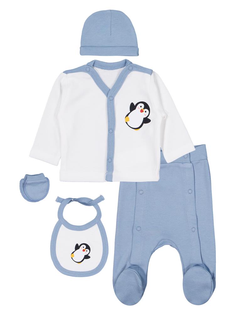 Civil Baby Penguen Emprime Prematüre Zıbın Takımları - Mavi