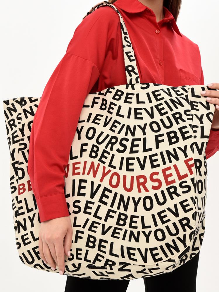 Bagg Belive in Yourself Baskılı Bez Çanta