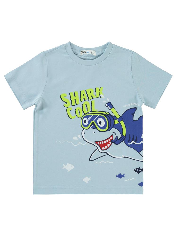 Civil Boys Shark Cool Baskılı 2-5 Yaş Pijama Takımı - Mavi