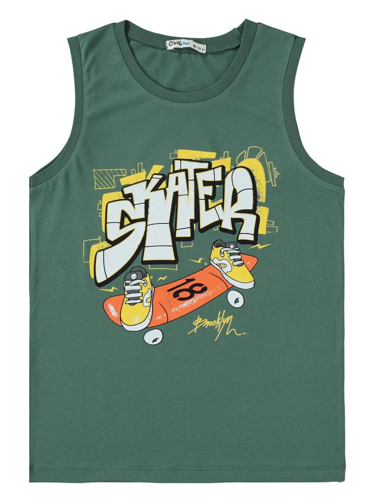 Civil Boys Skate Baskılı 10-13 Yaş Pijama Takımı - Haki