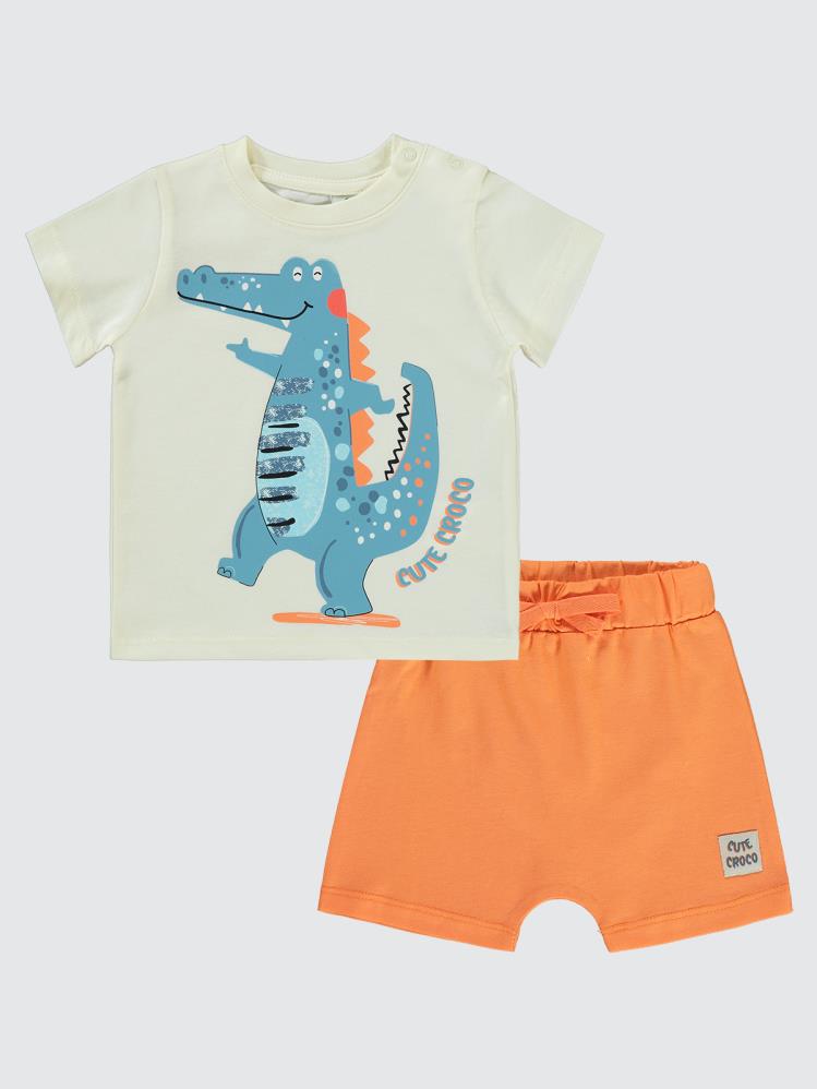 Civil Baby Cute Croco Baskılı 6-18 Ay Takım - Bej