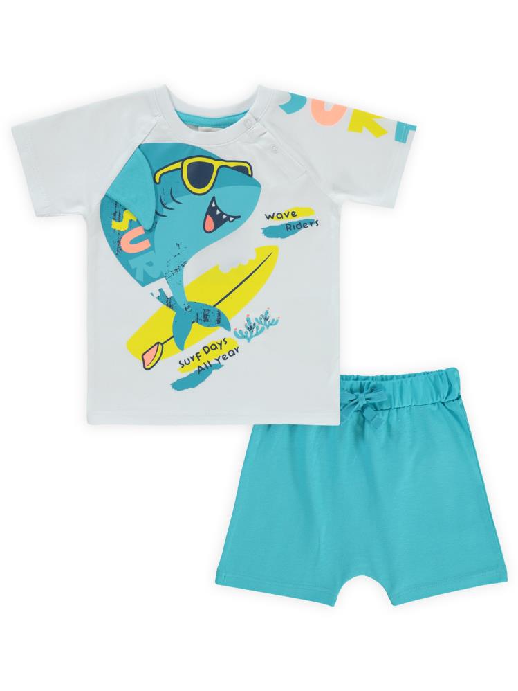 Civil Baby Surf Shark Baskılı 6-18 Ay Takım - Beyaz