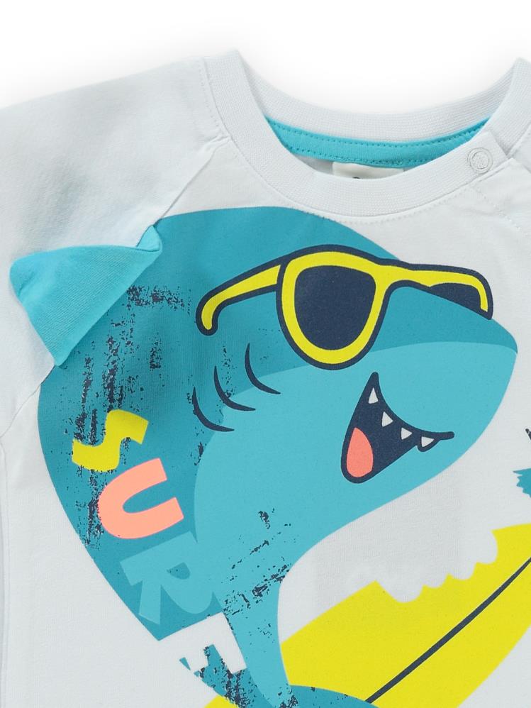 Civil Baby Surf Shark Baskılı 6-18 Ay Takım - Beyaz