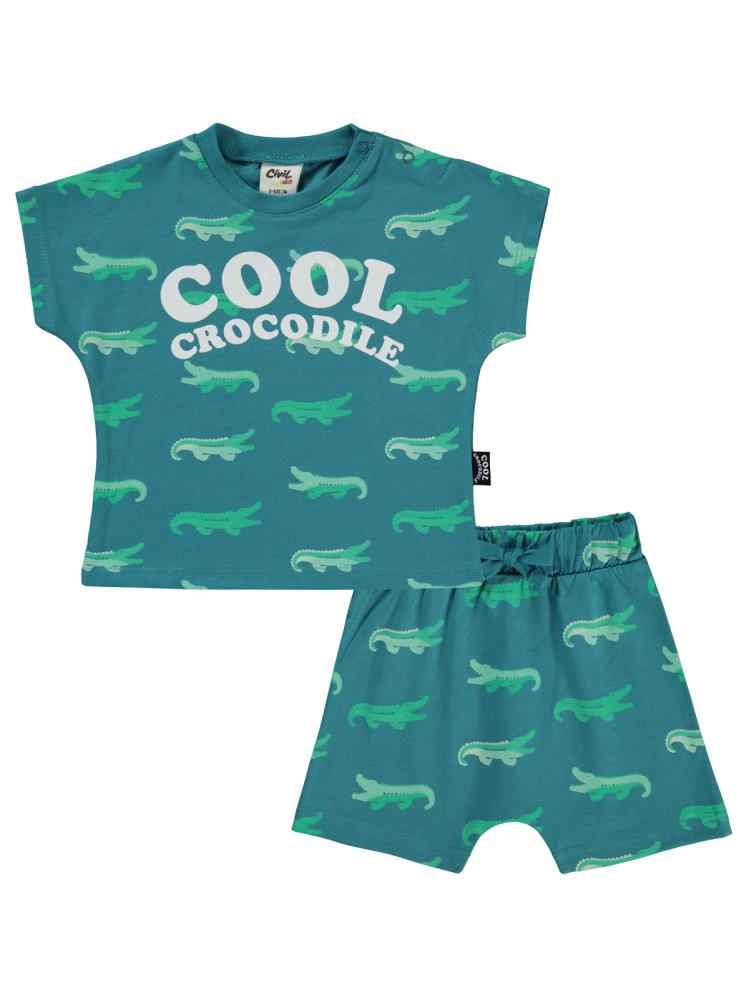 Civil Baby Cool Crocodile Empirme 6-18 Ay Takım - Yeşil