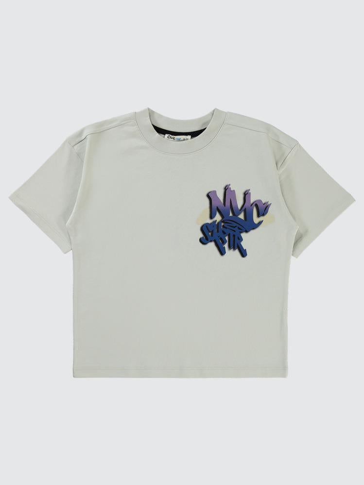 Civil Boys NYC Baskılı 10-13 Yaş Tişört - Gri