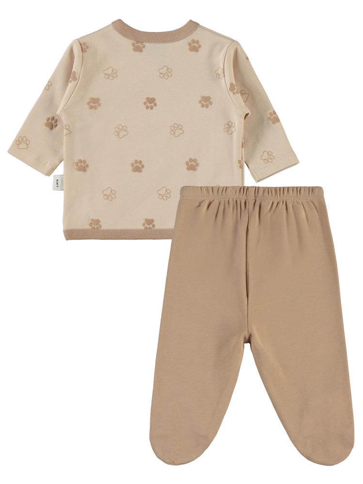 Civil Baby Pati Ayıcık Baskılı Zıbın Takımları - Fil Dişi