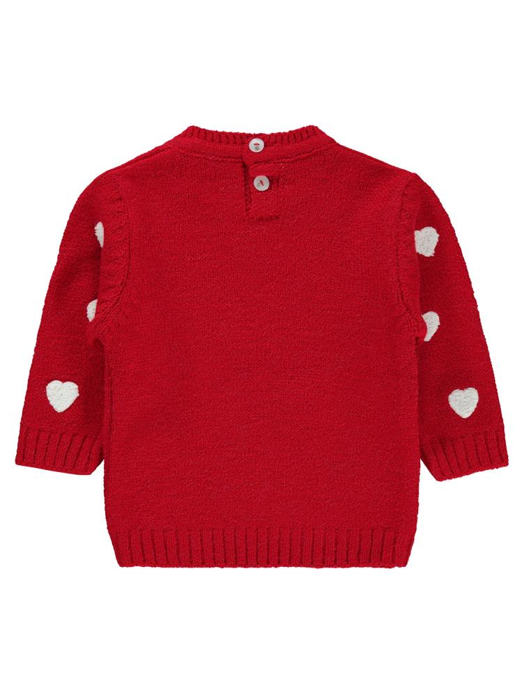 Civil Baby Süzine Kalp Nakışlı 6-18 Ay Kazak - Kırmızı