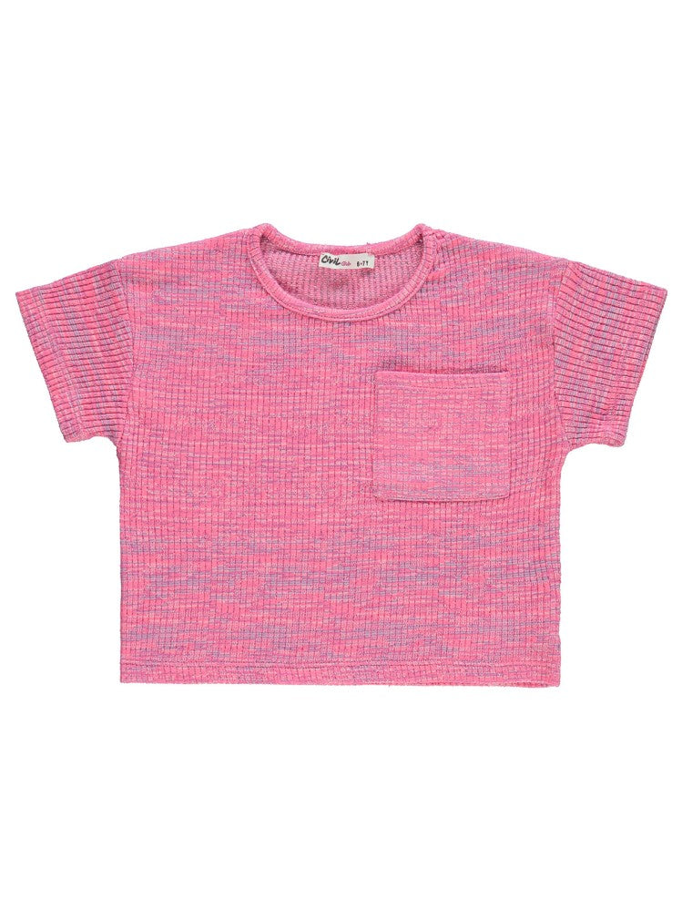 Civil Girls Renkli Melanjlı Kaşkorse 10-13 Yaş Tişört - Pembe