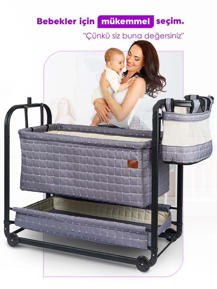 Bebelow Safir Portatif Beşik - Gri