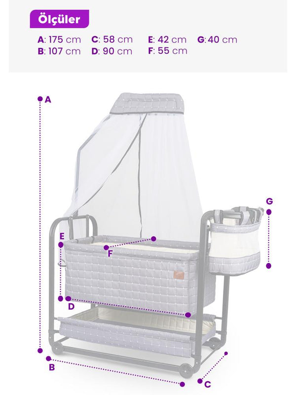 Bebelow Safir Portatif Beşik - Bej