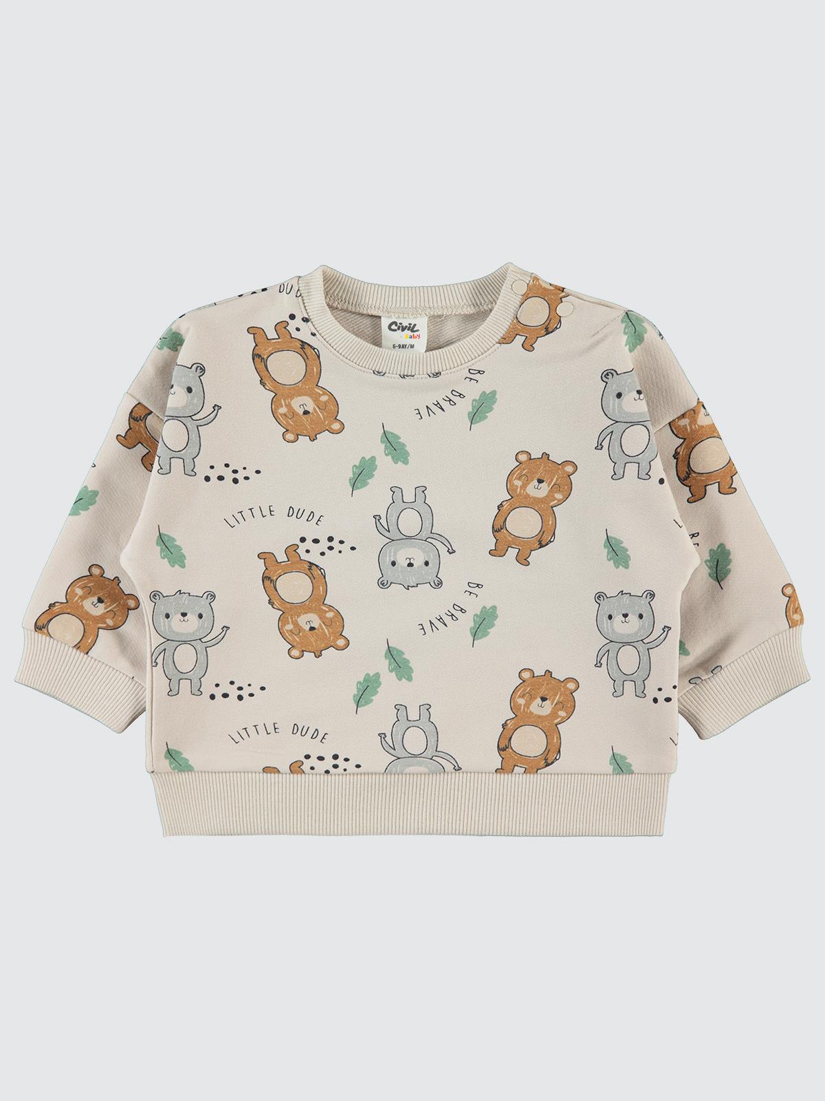 Civil Baby Ayıcıklar Empirme 6-18 Ay Sweatshirt - Fil Dişi