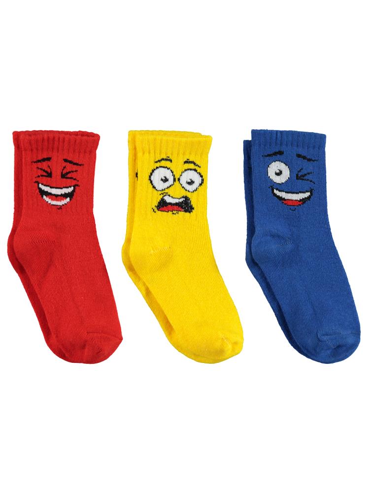 Civil Boys Gülen Yüz 3'lü 2-12 Yaş Soket Çorap