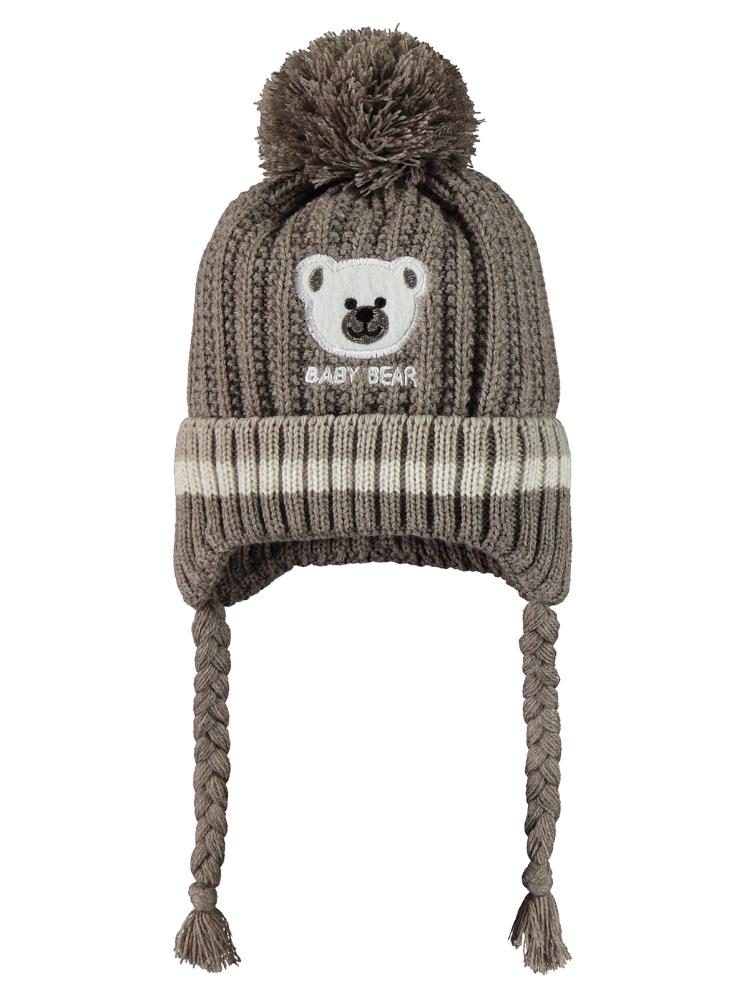 Civil Baby Baby Bear Nakış Desen 0-24 Ay Atkı Bere Eldiven Set - Bej