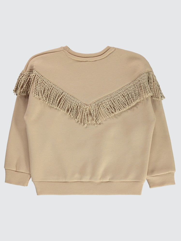 Civil Girls Roba Püsküllü 6-9 Yaş Sweatshirt - Bej