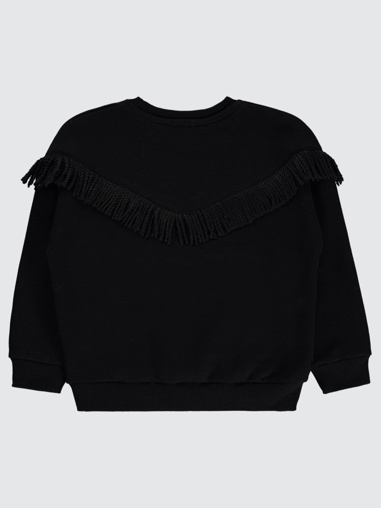 Civil Girls Roba Püsküllü 10-13 Yaş Sweatshirt - Siyah