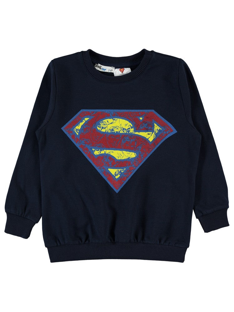 Superman Logo Baskılı 2-5 Yaş Sweatshirt - Lacivert
