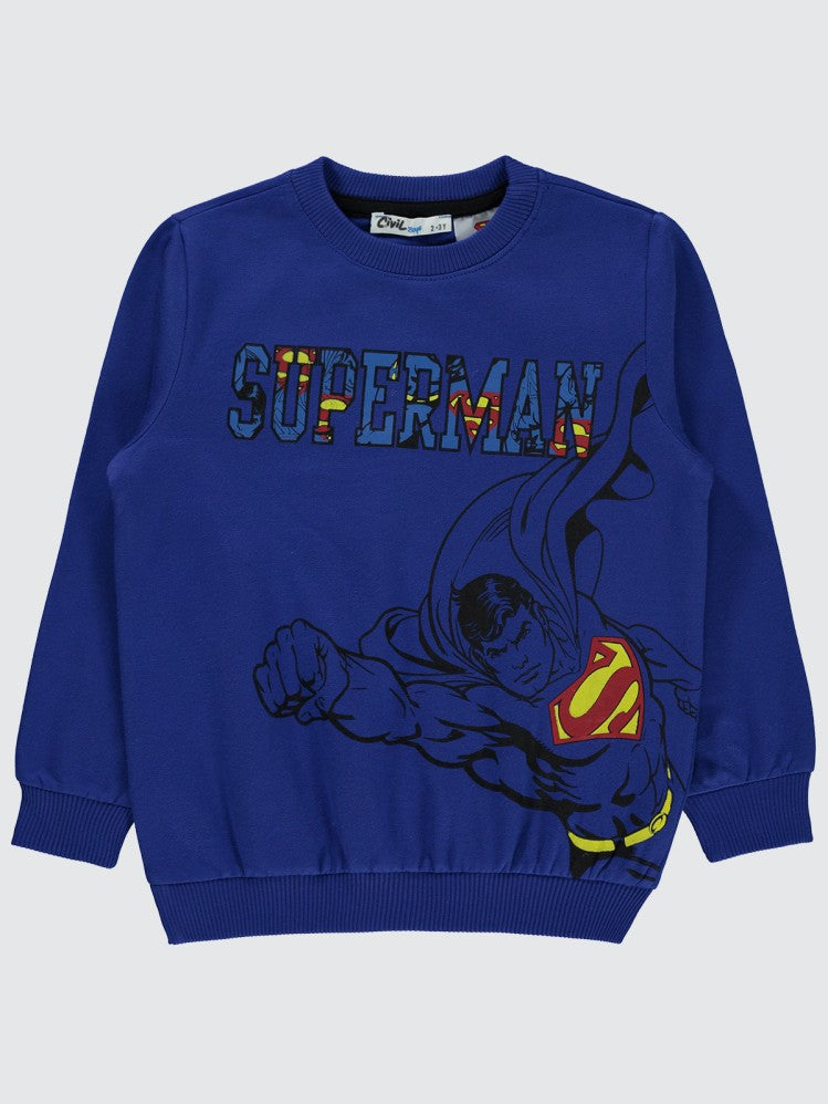 Superman Baskılı 2-5 Yaş Sweatshirt - Mavi