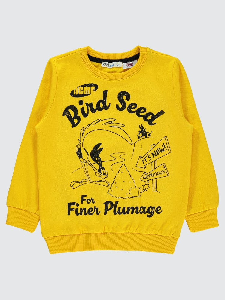 Road Runner Baskılı 2-5 Yaş Sweatshirt - Hardal
