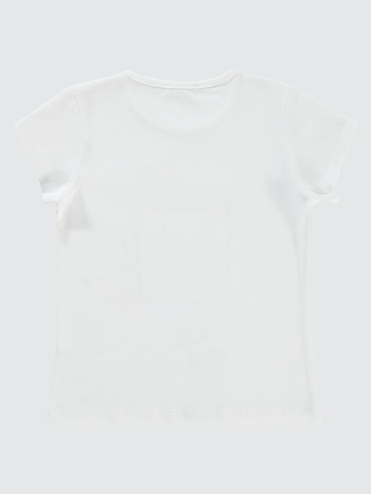 Civil Girls Kedi Baskılı 2-5 Yaş Tişört - Beyaz