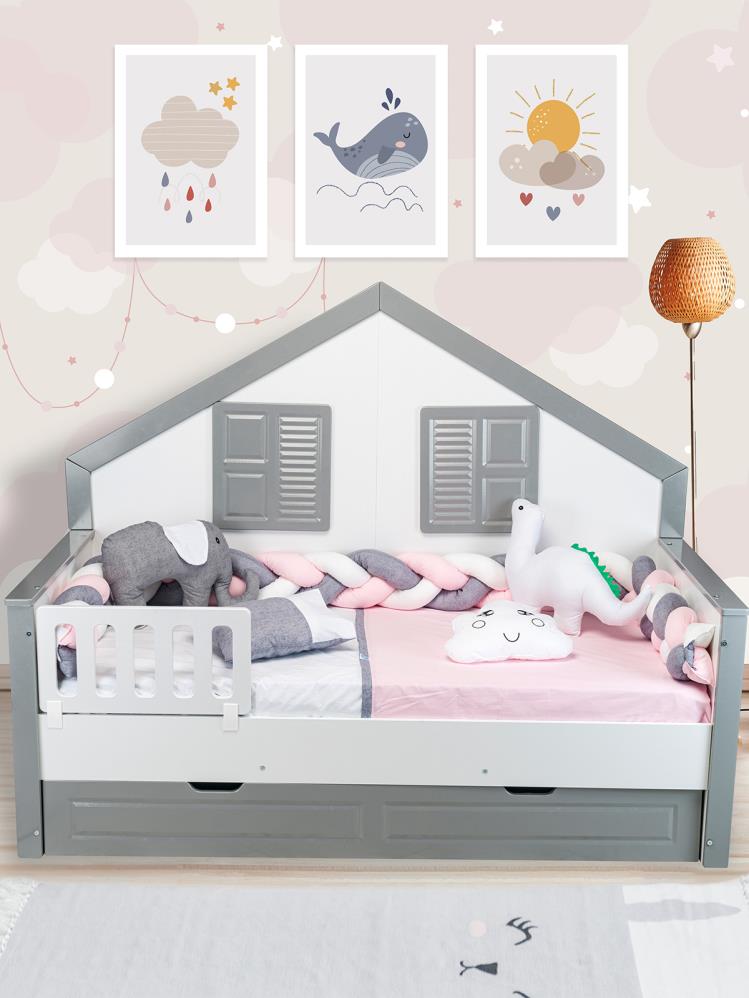 Aras Bebe Örgülü Montessori Uyku Seti 90x190 Cm - Pembe