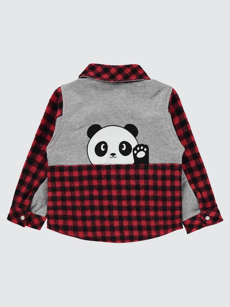 Civil Boys Panda Cep Baskılı 2-5 Yaş Gömlek - Kırmızı