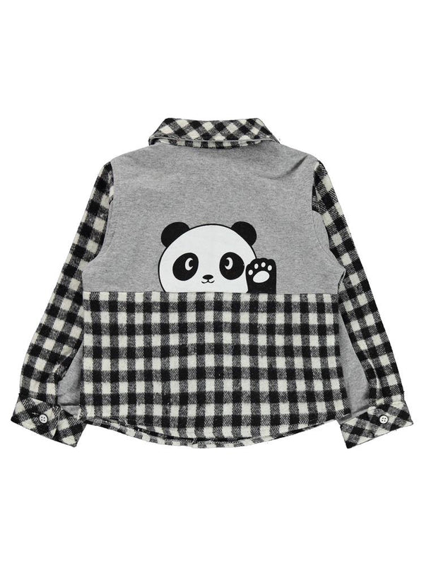 Civil Boys Panda Cep Baskılı 2-5 Yaş Gömlek - Siyah