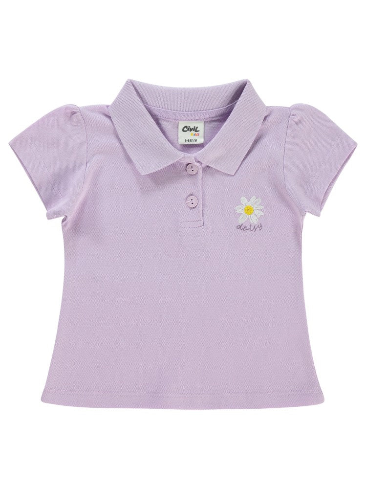 Civil Baby Papatya Nakışlı 6-18 Ay Tişört - Lila
